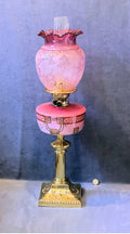 Pink Glass Oil Table Lamp — Glass, late 19th century
