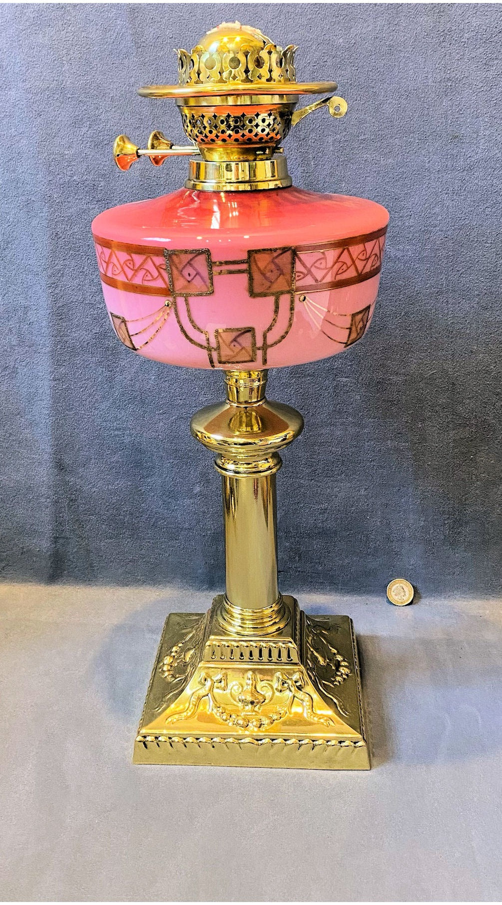 Pink Glass Oil Table Lamp — view 2
