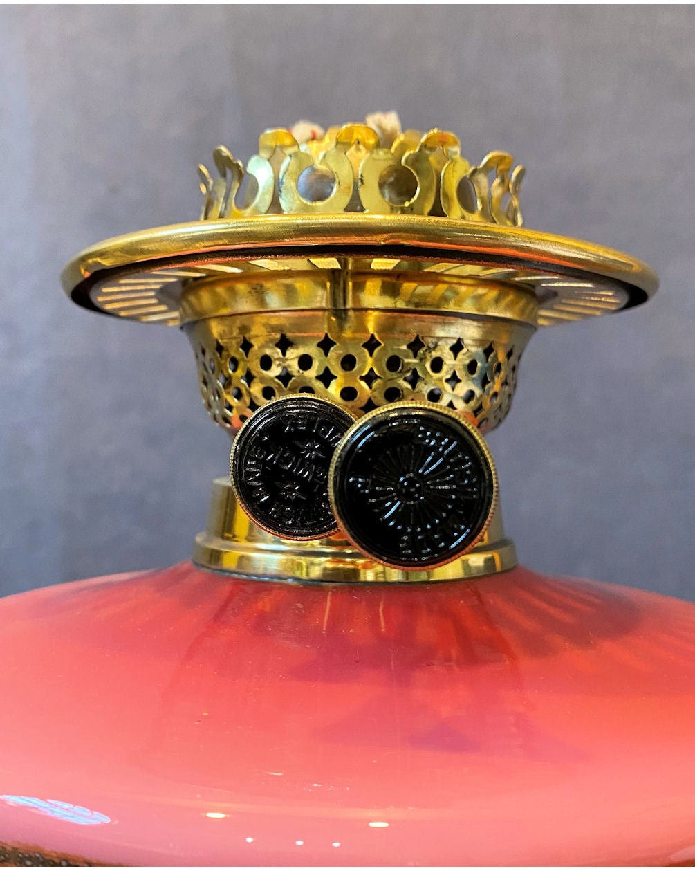 Pink Glass Oil Table Lamp — view 3