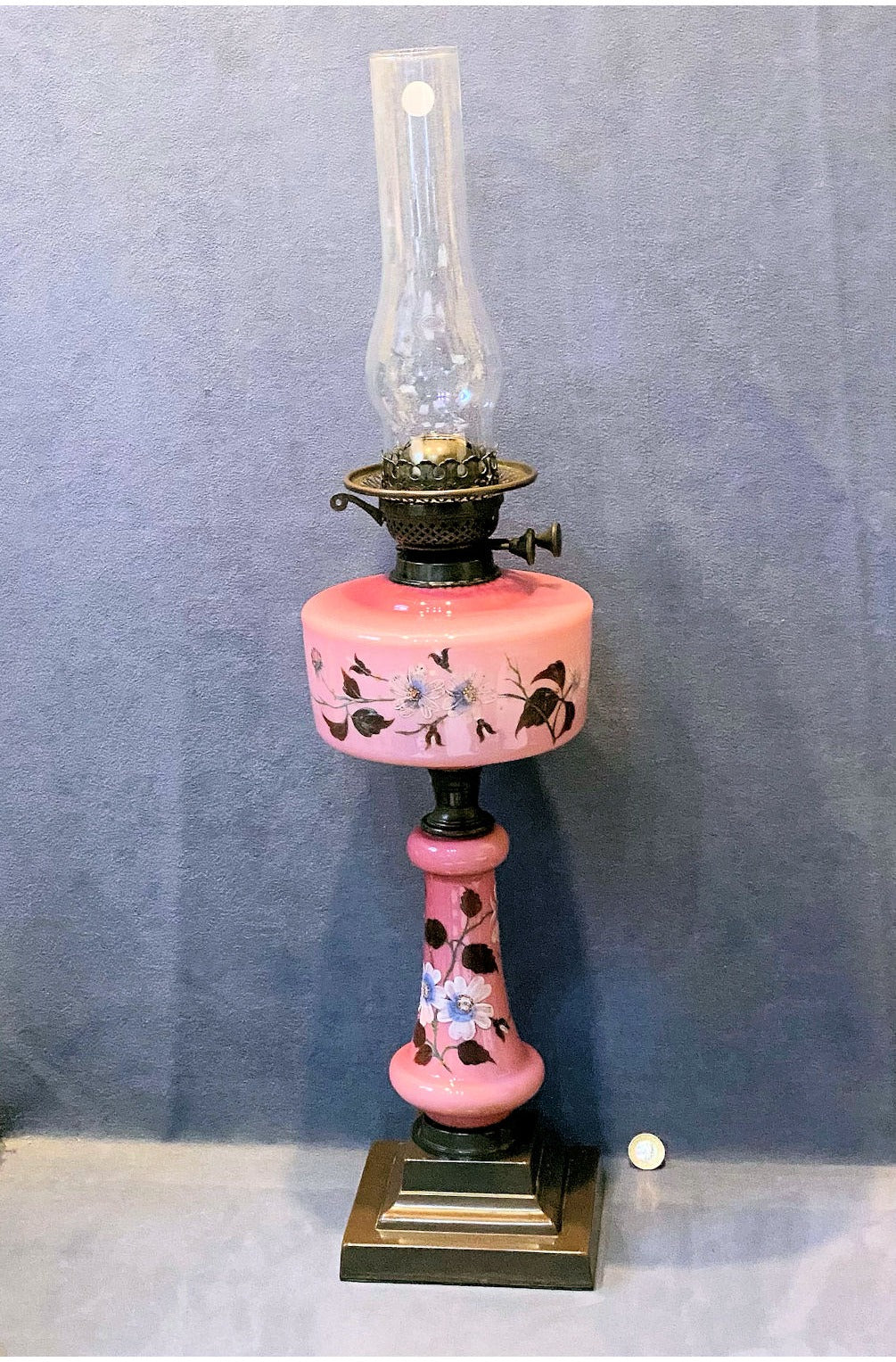 Pink Glass Oil Table Lamp — view 2