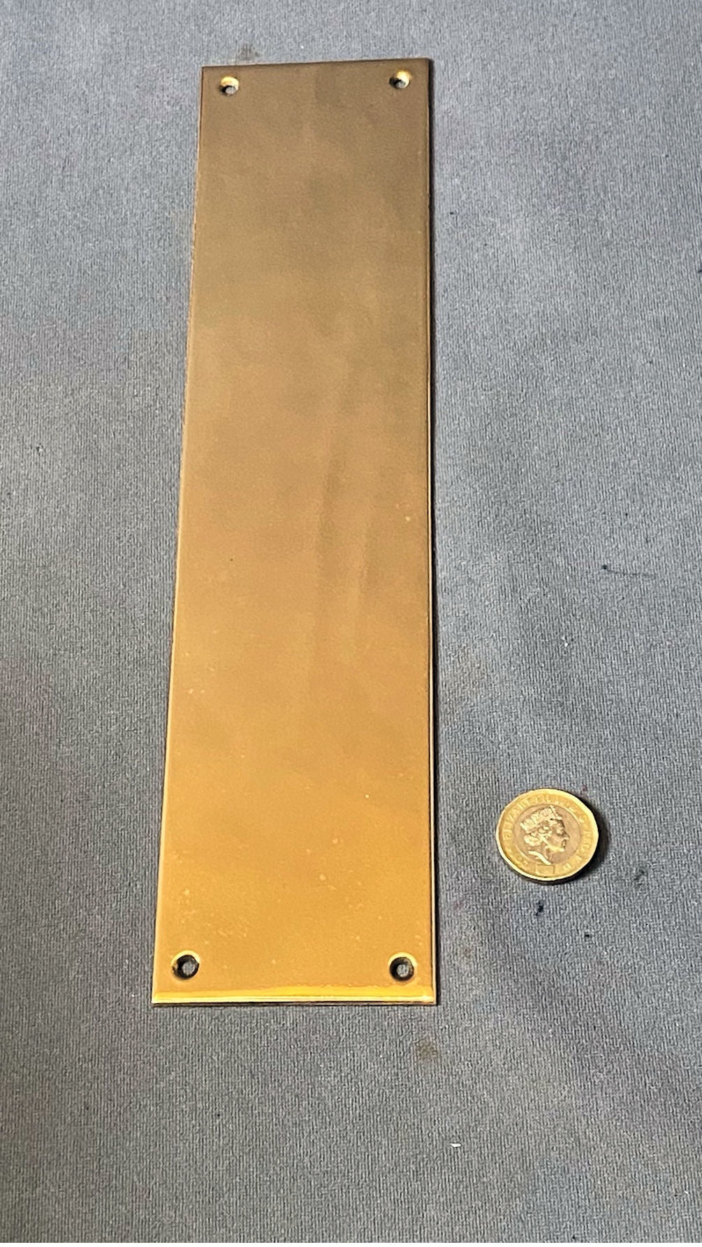 Plain & Narrow Brass Fingerplates, 2 available — Brass, 1920's