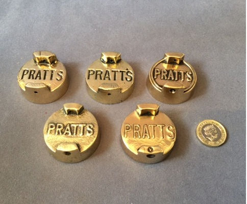 Pratts Petrol Can Brass Cap, 6 asstd available — Brass, 1940's
