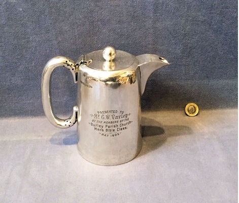 Presentation Hot Water Jug Burley Parish Church — Silver plate, 1903