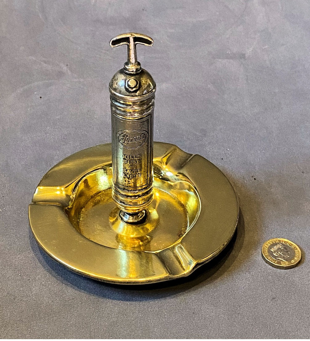 Pyrene Fire Extinguisher Ashtray — Brass, 1930's