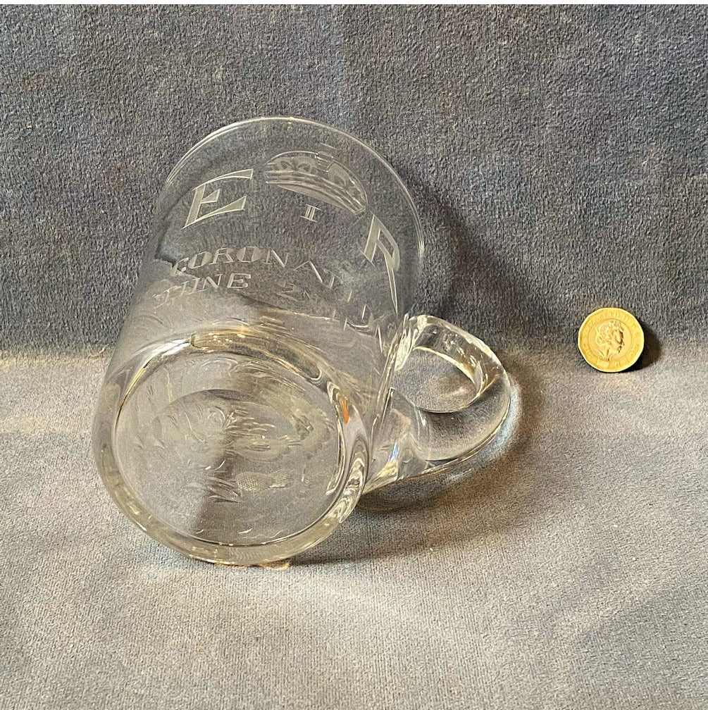 Queen Elizabeth Coronation Glass Tankard — view 3