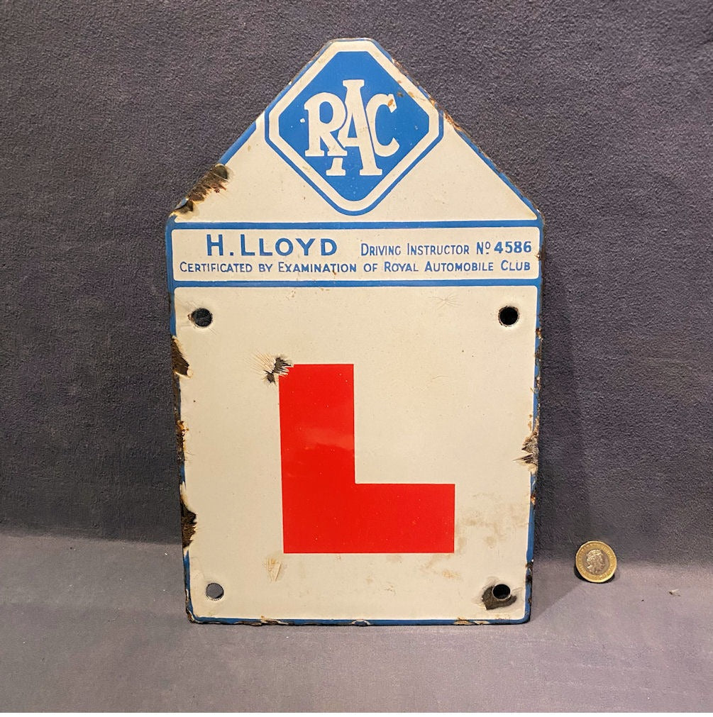 R.A.C Enamel 'L' Plate — Enamel, 1930's