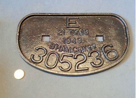 Railway Cast Iron Waggon Plate — Cast iron, 1949