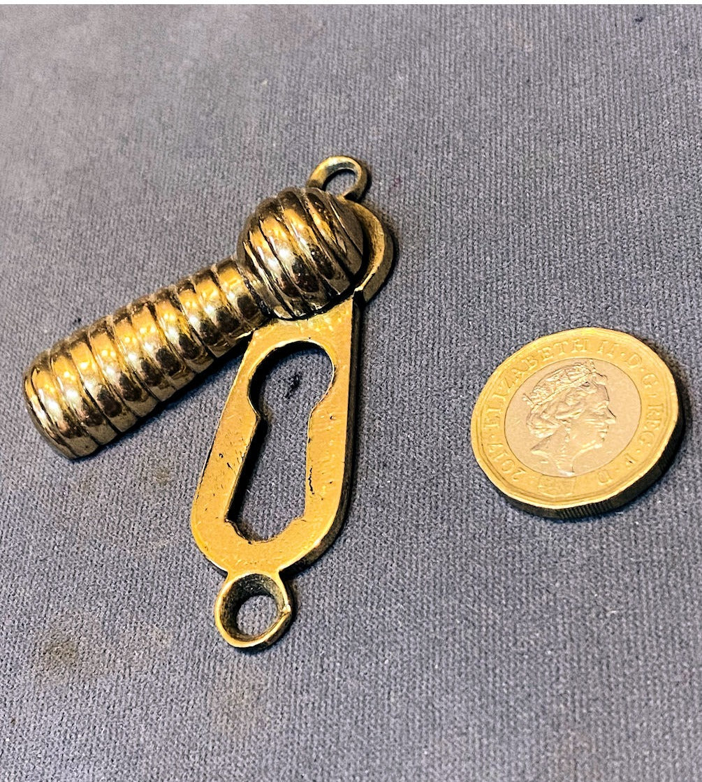 Ribbed Brass Keyhole Cover, 2 available — view 2