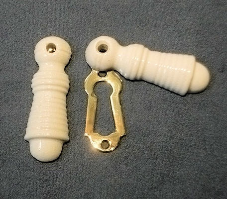 Ribbed White Ceramic Keyhole with Cover, 17 matching available — Ceramic, 1920's