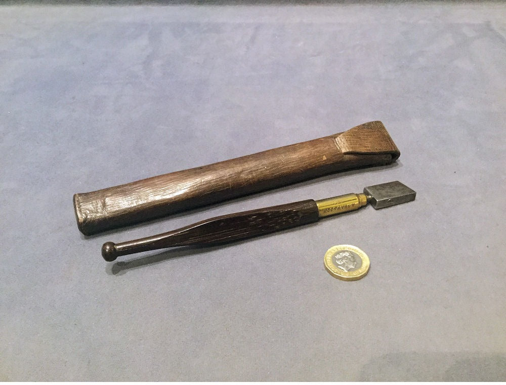 Rosewood Handled Glass Cutter in Leather Case — Wood, 1917