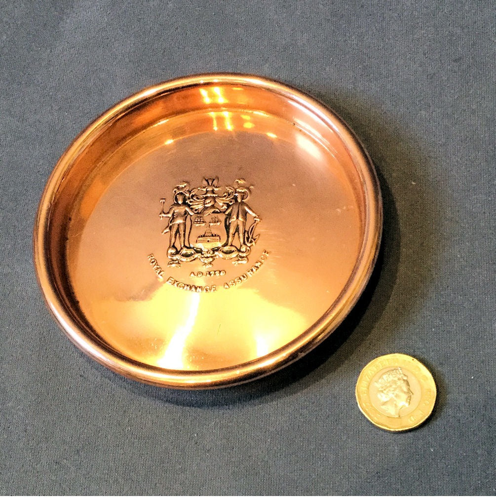 Royal Exchange Insurance Pin Tray, 4 available — Copper, 1920's
