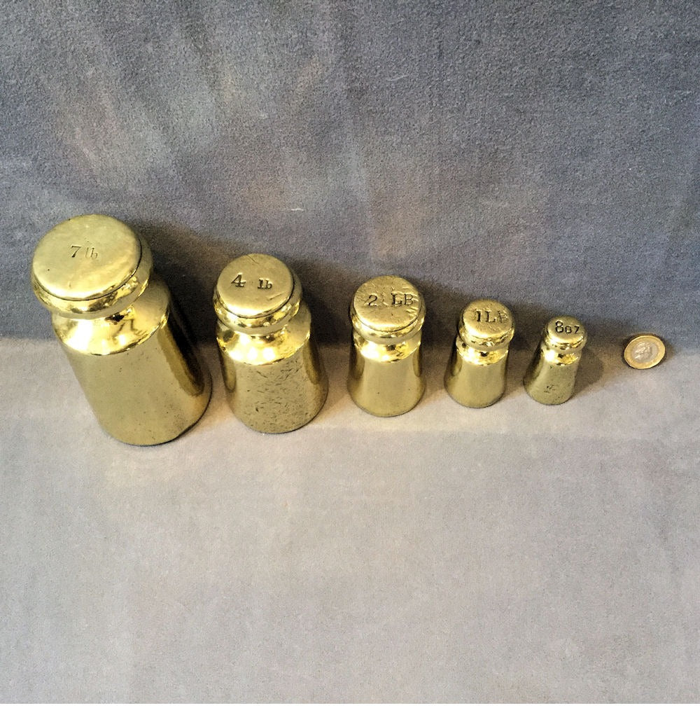 Run of 5 Bartlett Brass Weights — Brass, late 19th century