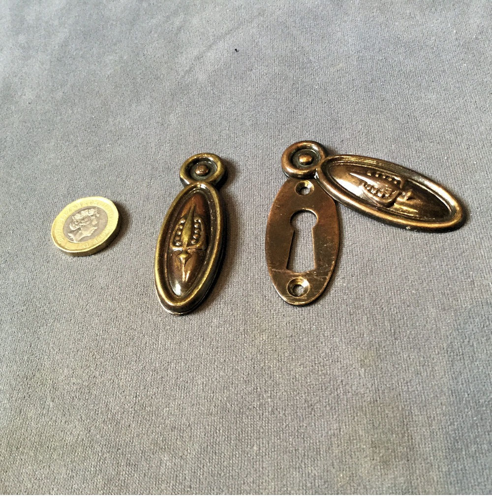 Run of Art Nouveau Keyhole Covers, 7 available — Brass, 1920's