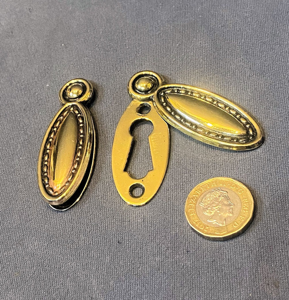 Run of Brass Keyhole Covers, 5 matching available — Brass, 1920's