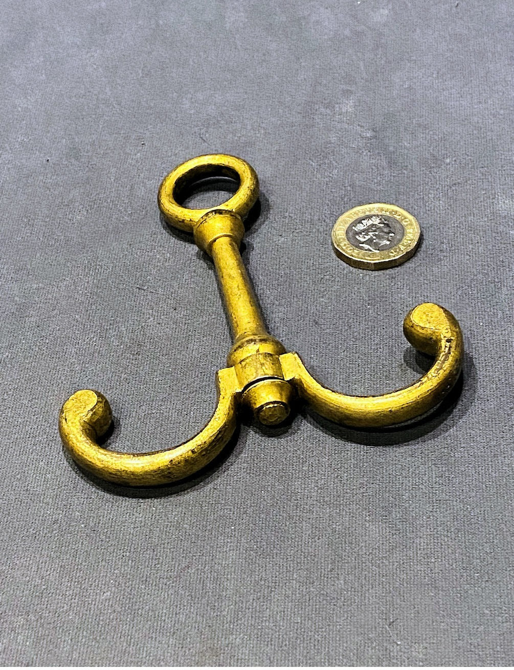 Run of Brass Wardrobe Rail Hooks, 2 available — Brass, late 19th century