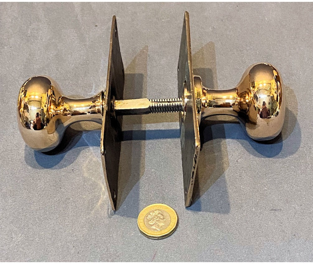 Run of Pink Brass Door Handles, 3 pairs available — view 2