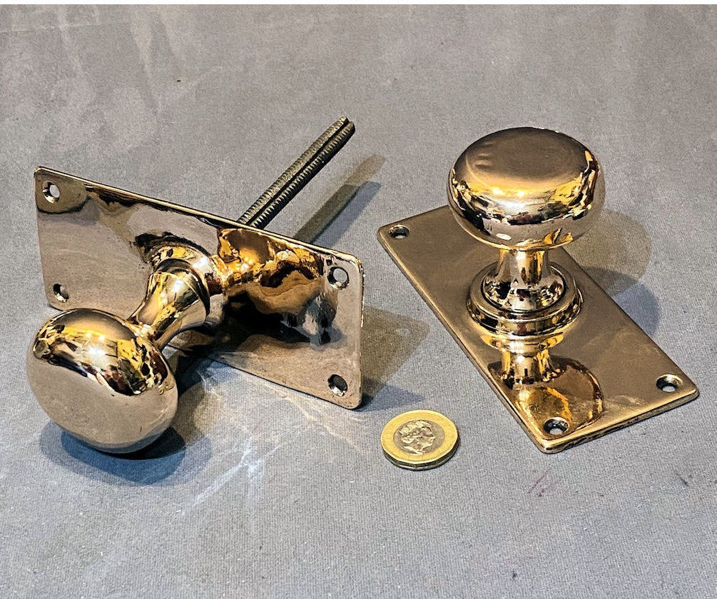 Run of Pink Brass Door Handles, 3 pairs available — view 3