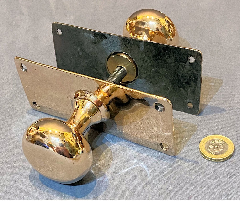 Run of Pink Brass Door Handles — Brass, circa 1900
