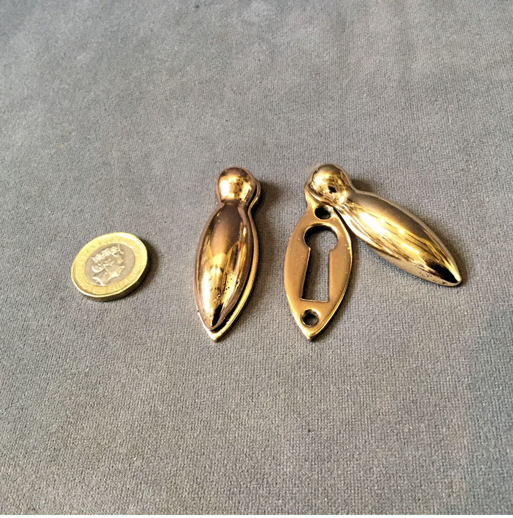 Run of Pink Brass Keyhole Covers, 5 available — Brass, 1920's