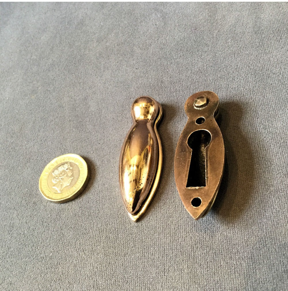 Run of Pink Brass Keyhole Covers, 5 available — view 2