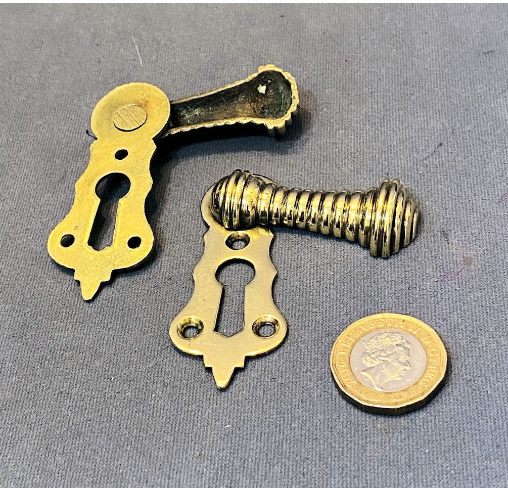 Run of Ribbed Brass Keyholes with Covers, 14 matching available — view 2