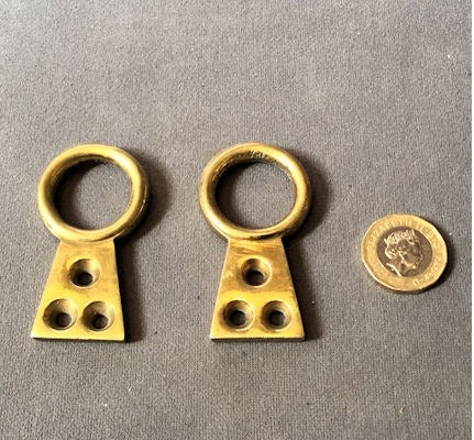 Run of Unused brass Hanging Eyes, 3 pairs available — Brass, circa 1900