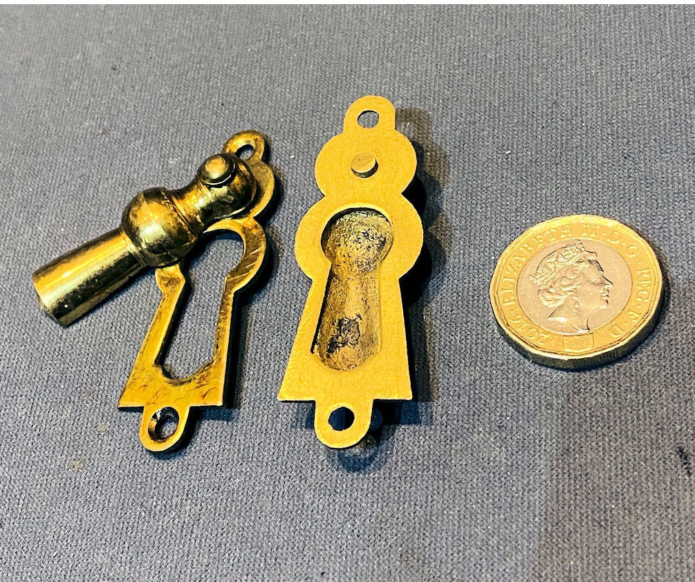 Run of Unused Brass Keyhole with Covers, 5 available matching — view 2