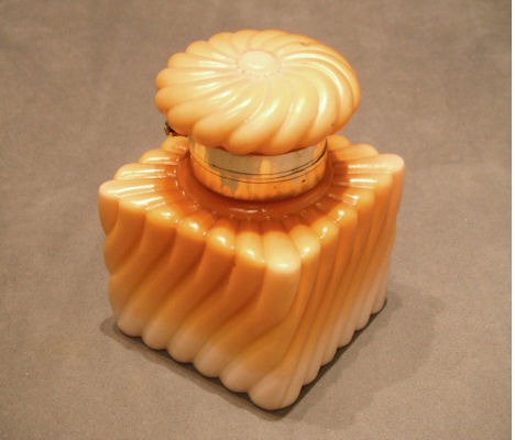 Satin Glass Inkwell — Glass, late 19th century