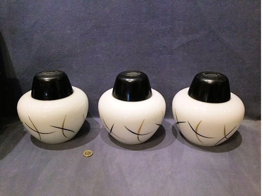 Set of 3 1960's Glass Lamp Shades — Glass, 1960's