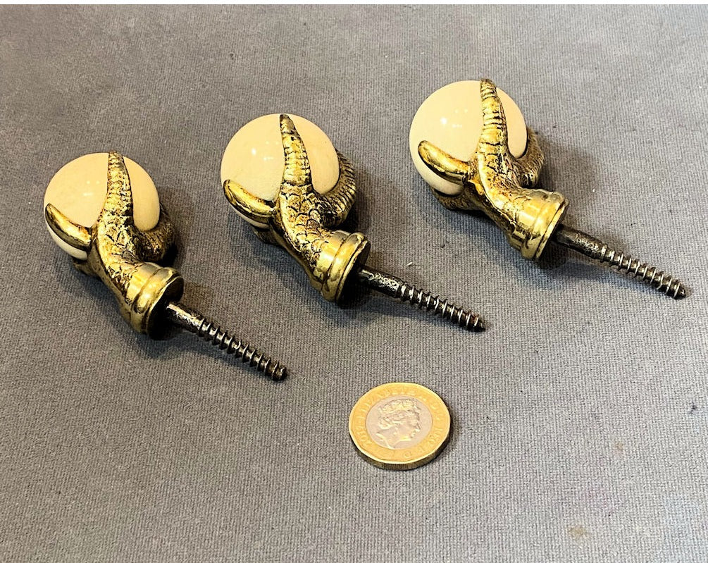 Set of 3 Brass & Ceramic Casters — view 3