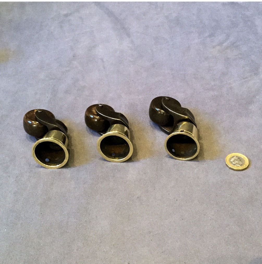 Set of 3 Brass and Ceramic Furniture Castors — view 3