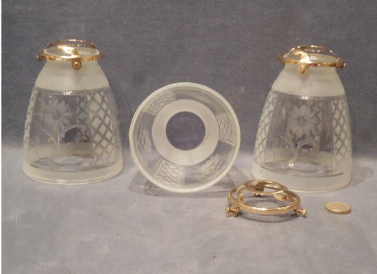 Set of 3 Cut Glass and Frosted Lamp Shades — view 2