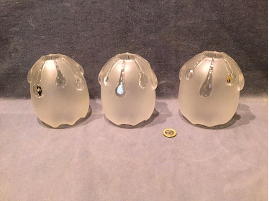 Set of 3 Frosted Glass Lamp Shades — Glass, 1920's