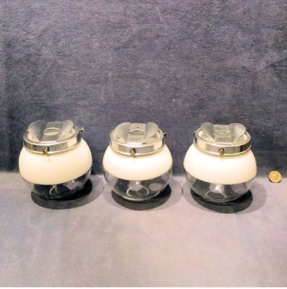 Set of 3 Glass Lamp Shades — Glass, late 19th century