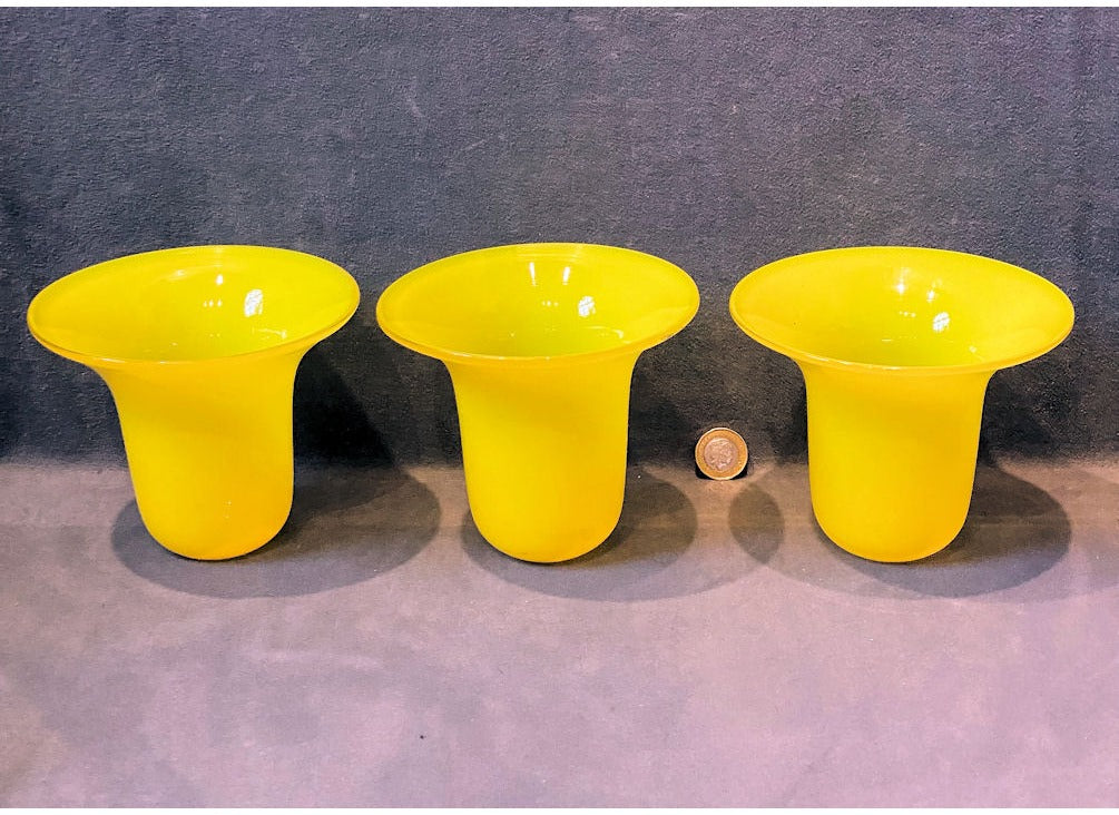 Set of 3 Yellow Glass Lamp Shades — view 2
