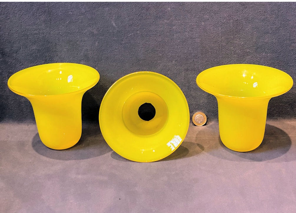 Set of 3 Yellow Glass Lamp Shades — view 3