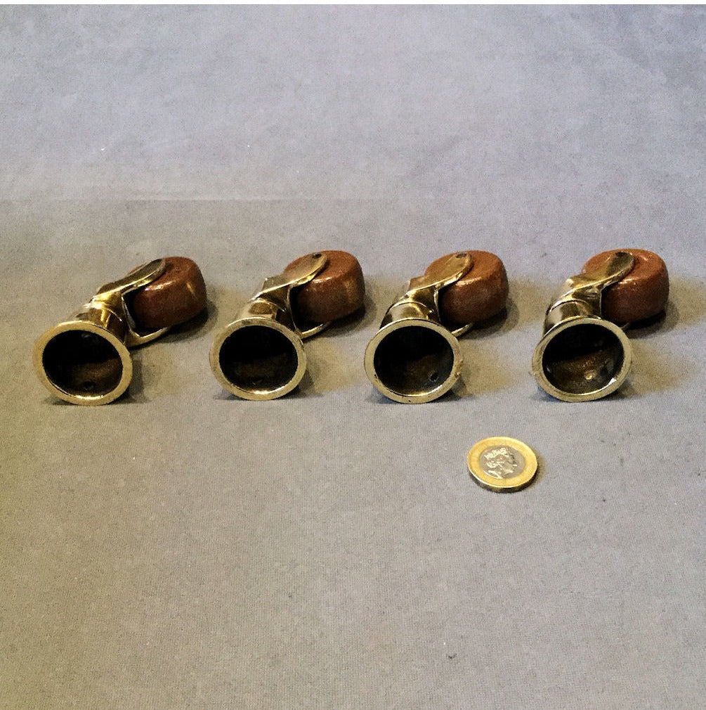 Set of 4 Brass and Ceramic Castors — view 3