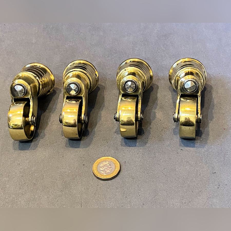 Set of 4 Brass Castors — view 2