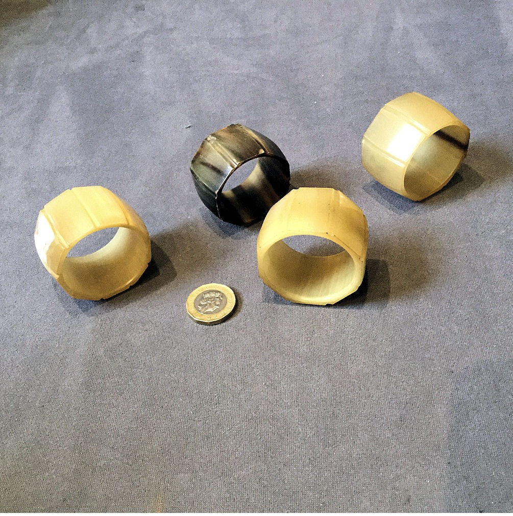 Set of 4 Cowhorn Serviette Rings — Horn, 1920's