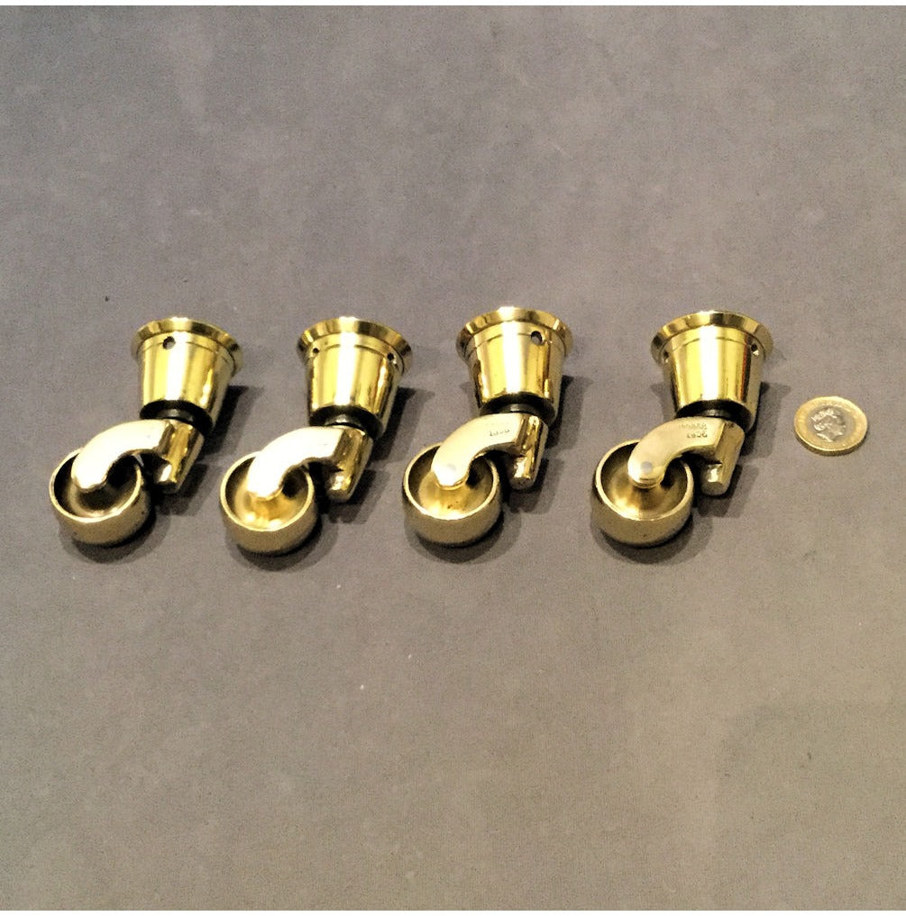 Set of 4 Unused Brass Furniture Castors, 4 sets available — view 2