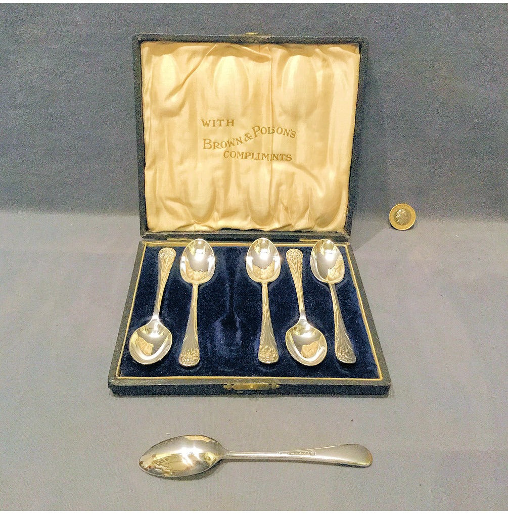 Set of 6 Brown & Polsons Tea Spoons — view 2