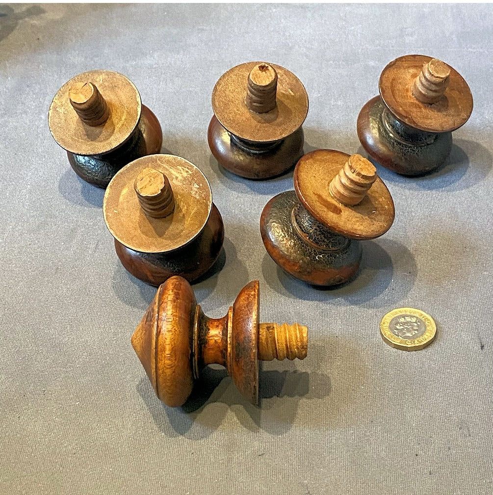 Set of 6 Mahogany Drawer Knobs — view 2