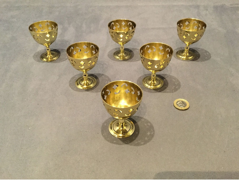 Set of 6 Picards Brass Egg Cups — Brass, 1920's