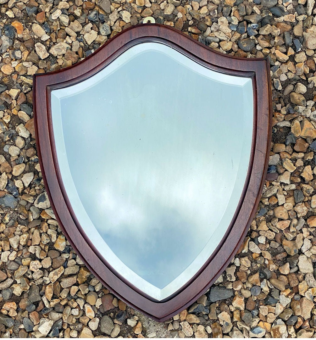 Shield Shaped Bevelled Mirror — Mahogany, late 19th century