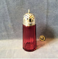Silver Mounted Cranberry Glass Sugar Shaker — Silver, 1920's