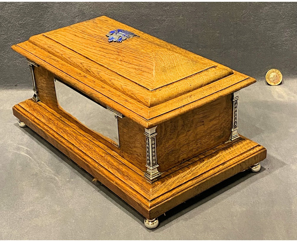 Silver Mounted Oak Cabinet 1941 — view 2