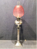 Silver Plated Corinthian Column Oil Lamp — Silver plate, late 19th century