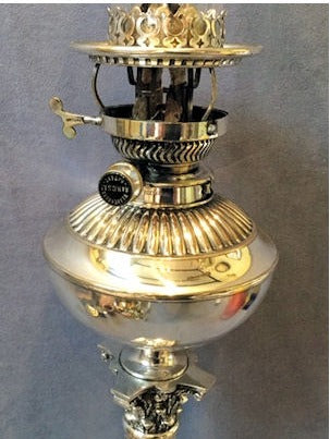 Silver Plated Corinthian Column Oil Lamp — view 3