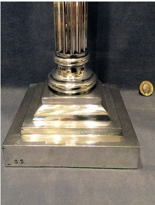 Silver Plated Corinthian Column Oil Lamp — view 4