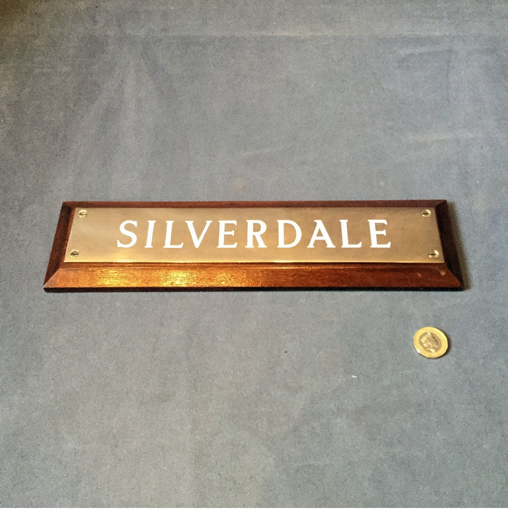 Silverdale Brass Nameplate — Silver, 1920's